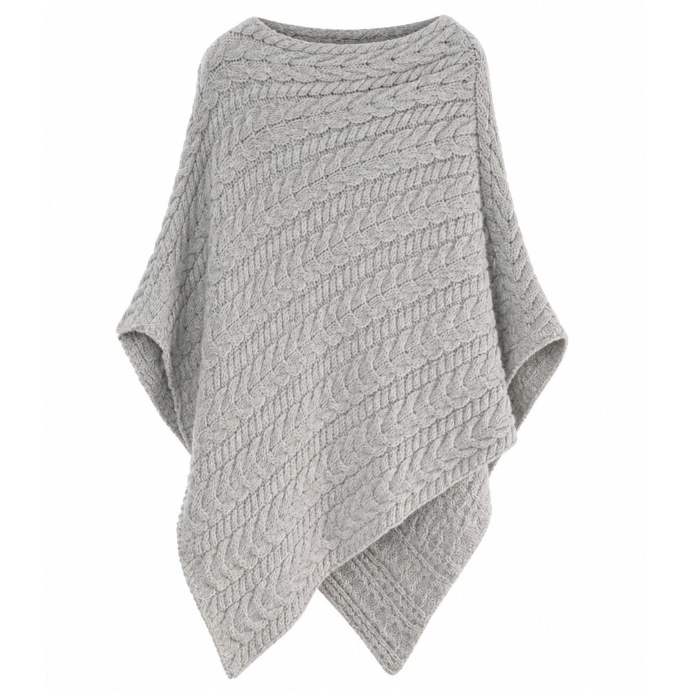 Guideboat Co. Ply The Waters Cable Knit Poncho Women XL Virgin Wool Cottagecore